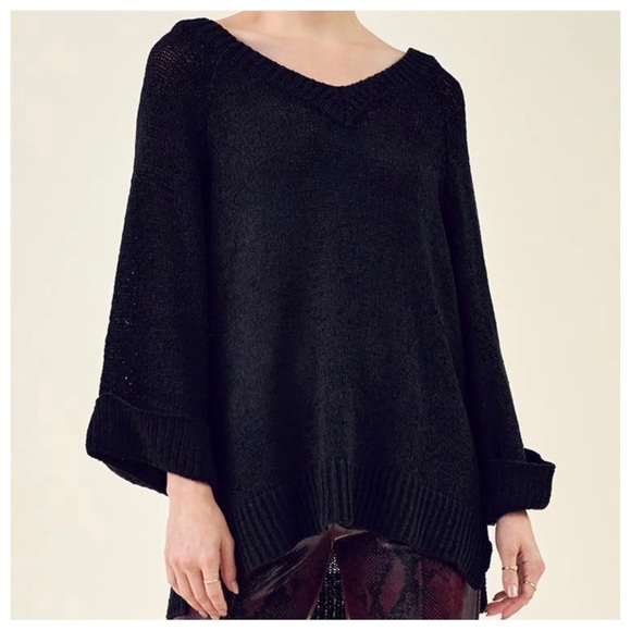 Boho Knit Soft Oversized Black sweater top - Picture 5 of 5